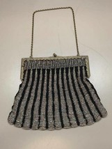 Vintage Lined Rainbow Beaded Purse Clutch Handbag with Brass Closure and... - $84.14