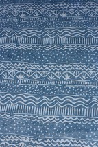 Vtg 90s Flying Colors 1993 Blue &amp; White Geometric Print Fabric 3 yd Thin... - $32.30