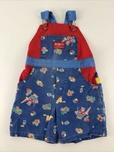 Vintage Osh Kosh B&#39;Gosh Shorts Overalls 4T Colorful Blue Red Sand Beach Bears - £58.01 GBP