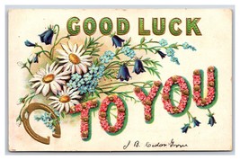 Grande Lettera Floreale Greetings Good Luck To You Goffrato DB Cartolina K17 - £3.45 GBP