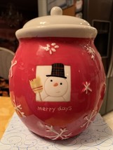 Hallmark Merry Days Frosty The Snowman Cookie Jar Container Snowflakes V... - $29.99