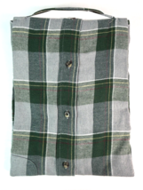 NEW Saddlebred Woven Flannel Shirt  Mens Sz Large Green &amp; Grey Plaid Classic Fit - £15.81 GBP