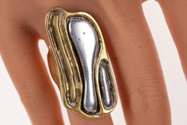 sz8 1970&#39;s Mexican Sterling/Brass Freeform ring - £152.88 GBP