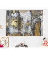 Large Abstract Gold Leaf Textured Painting On Canvas Luxury Art | ENERGY... - £379.31 GBP