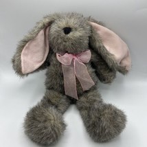 Fiesta Long Eared Bunny Rabbit Pink Bow Natural mix color cuddle 15.5 inch - £14.62 GBP