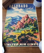 Colorado United Air Lines Colorful Poster 12&quot; X 16&quot; - $21.71 CAD