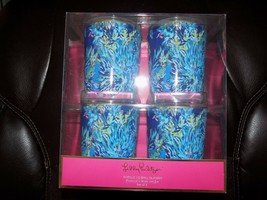 Lilly Pulitzer Acrylic Lo-Ball Glasses in Wade and Sea Set of 4 NEW - $40.70