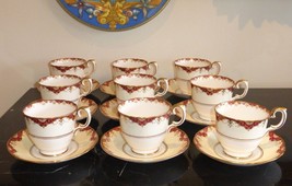 Vintage Crown Staffordshire Porcelain Set of 9 Cups and Saucers - £157.48 GBP