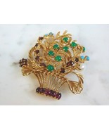 Vintage Estate 14K Yellow Gold Floral Brooch w/ Gemstones 17.6g E3044 - €2.070,04 EUR