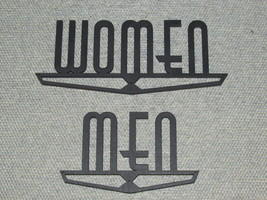  Men Women Restroom Door Wood Sign Set Art Deco Style - £24.01 GBP