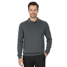 Men's Sweater Knit By BRANGO Turkey Polo Neck Cotton Blend 21228 Charcoal Gray image 4