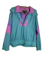 1980s Eddie Bauer Hooded Windbreaker–Women’s Small–Pink Teal Purple–Pull... - $50.32 CAD