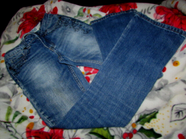 LIMITED TOO  girls BLUE JEANS zip/snap 5 pockets belt loops sparkles 8S  (J) - £7.10 GBP