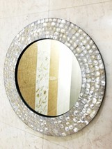 Wall Hanging Mirror Bedroom Mother of Pearl Inlay Frame Decorative Home Decor - £55.75 GBP