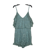 Express Womens Romper Size Small Turquoise Floral Lace Lined Stretch New - $19.90