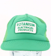 Vintage 80s Rockabilly Rotanium Electrical Products Patch Trucker Hat Snapback - £19.58 GBP