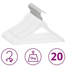 vidaXL 20 pcs Clothes Hanger Set Non-slip White Hardwood - £46.33 GBP