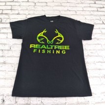 Realtree T Shirt Mens Medium Black Fishing Short Sleeve Outdoor Crew Neck Cotton - £12.54 GBP