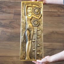 Embossed Copper Wall Decoration of an Armenian Woman Worshiping Sunflowers - $149.00