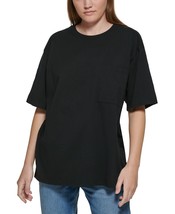 Calvin Klein Jeans Women&#39;s Cotton Tribeca Oversized T-Shirt Black S B4HP - £15.94 GBP