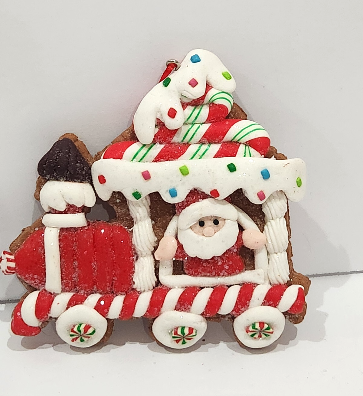 Christmas Gingerbread Train Santa Claus Cookie Candy  Ornaments Decor 4.25&quot; - $10.99