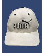 PUMA Hat Cap Stretch Flexible Fit L / XL White Mens Blue Outline - $12.19