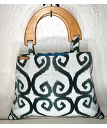 TGB - Green Flamestitch Heart Handbag/Purse Light Wood Handles - £33.80 GBP