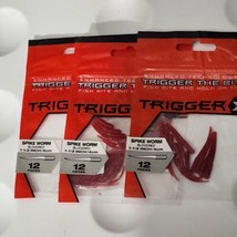 (3) RAPALA VMC TRIGGER X Spike Worm  1-1/2&quot; 4cm BLOODRED 12 Per Pk Fishi... - £6.29 GBP