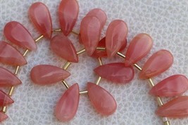 Nice, 19 piece smooth Pear Pink OPAL gemstone briolette beads, 9x17 mm app, whol - £50.16 GBP