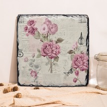 Square Lithograph (Stone) Vintage Pink Home Decor Wall Art Display Art - $29.99