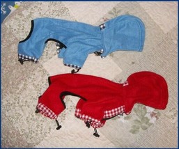 NEW Pet Dog Red or Blue Fleece Hoodie Jumpsuit  XS/S  S/M  M/L  L/XL - £11.12 GBP