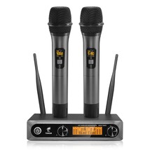 Wireless Microphone,Metal Dual Professional Uhf Cordless Dynamic Mic Handheld Mi - £117.15 GBP