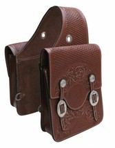 Western Trail Hand Tooled Brown Leather Horse or Motorcycle Saddle Bag Bags - $78.80
