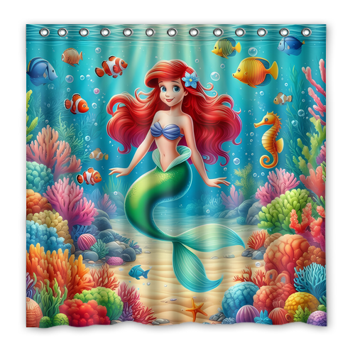 Hot!!! The Little Mermaid Custom Waterproof Polyester Shower Curtain 4 Size Item image 8