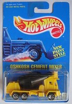 Hot Wheels YELLOW/BLACK Oshkosh Cement Mixer #269 7 Spoke All Blue Card - £10.17 GBP