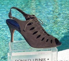 Donald Pliner Couture Suede Leather Pump Shoe New Lace Up Peep Toe Sz 7.5 9 $275 - £86.91 GBP