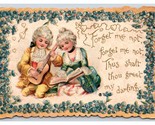 Valentines Day Card Diecut Floral Children Playing Music U17 - $6.20