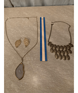 Cookie Lee BOHO Costume Necklace Jewelry Lot-Brass-Crystal Choker Earrin... - £34.27 GBP