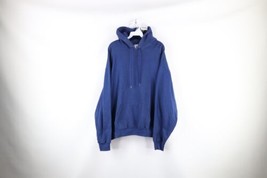 Vtg 90s Streetwear Mens XL Faded Blank Heavyweight Hoodie Sweatshirt Blue USA - £87.00 GBP