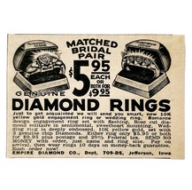 1944 Empire Diamond Bridal Wedding Rings Advertisement Jefferson Iowa F8A - $368.38 MXN