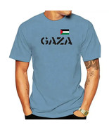 AAP- Fashion ladies T-shirt-Gaza-with flag print-White-s to XL - Palestine - $24.99