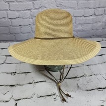 Midwest Womens Floppy Paper Straw Hat Tan Sunhat Garden With Tie  - £19.35 GBP
