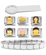 Italian Charm Burger Set - Bob Linda Tina Gene Louise &amp; Starter Bracelet... - $361.83 MXN