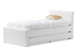 Deirdre White Faux Leather Twin Size Trundle Bed - $13,083.39 MXN