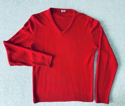 Pierre Cardin Vintage Long Sleeve Jumper Sweater - Red- Men's Large V Neck - $33.14