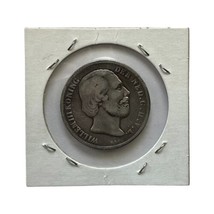 Netherlands 1860 1 Gulden, Willem III, .945 Silver, Attractive Patina - £31.59 GBP
