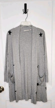 SOFT SURROUNDINGS Gray Stars Cashmere Blend DUSTER Open Cardigan Sweater... - $28.05