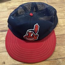 Vintage Cleveland Indians Hat Baseball Cap Snapback  Mesh Adjustable Ann... - $24.70