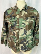 80s US Military Combat Camo Army Hot Weather Woodland Coat Shirt Medium ... - $9.85
