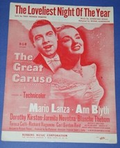 Mario Lanza Ann Blyth Sheet Music 1951 Loveliest Night Of The Year Great Caruso - £11.77 GBP